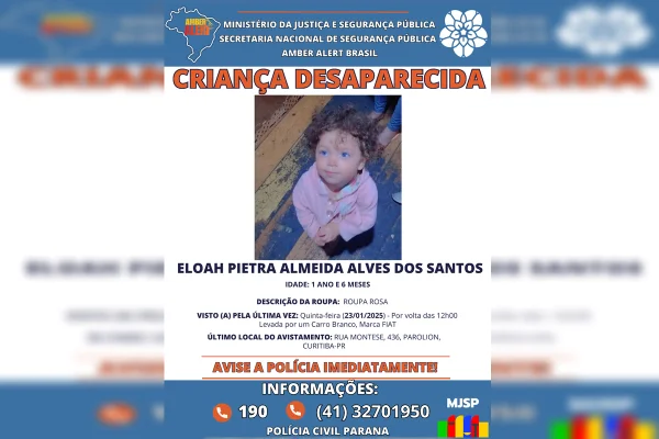 Polícia Civil do Paraná insere bebê sequestrado no Alerta Amber