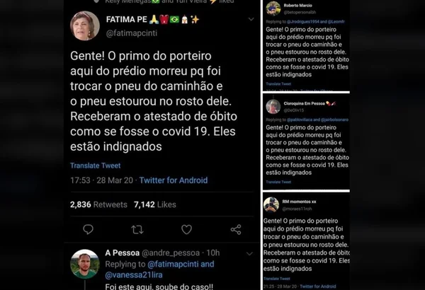 Posts com as mesmas palavras postos lado a lado, sobre a alegada morte do "primo do porteiro"