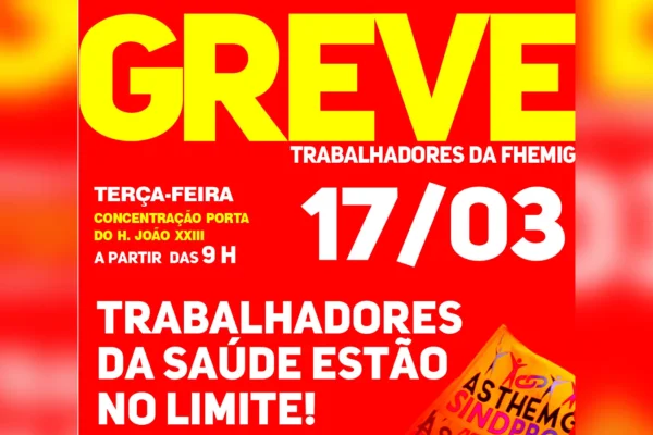 Greve na saúde: trabalhadores da Fhemig anunciam paralisação nesta 3ª