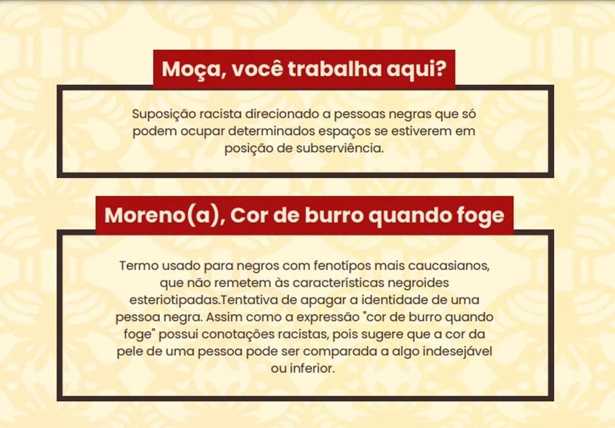 Termos que não devem ser usados Termos que não devem ser usados
