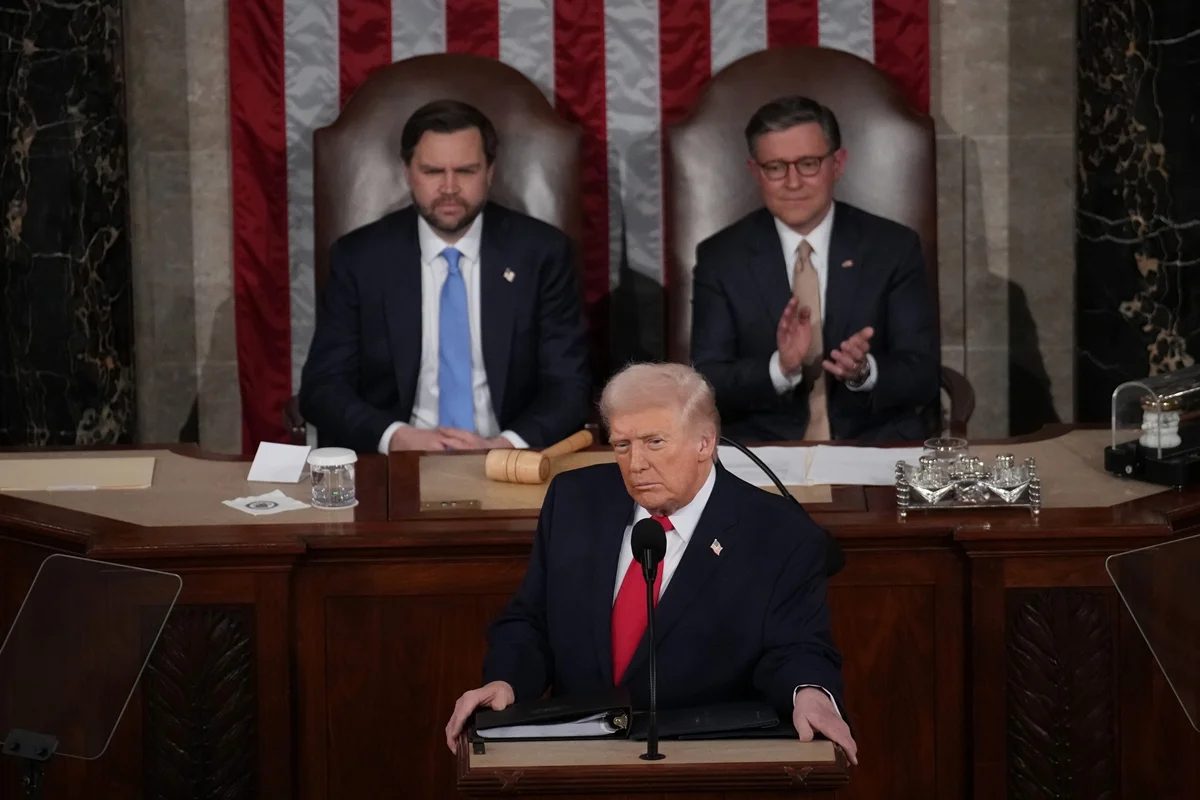 Trump durante discurso do Estado da União, no Capitólio Trump durante discurso do Estado da União, no Capitólio