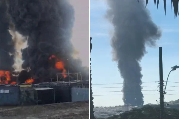 Incêndio em garagem de ônibus em BH