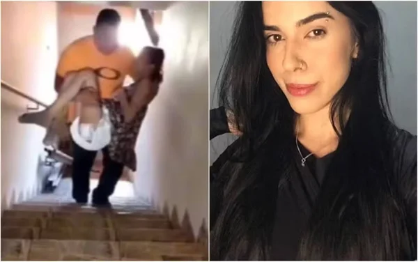 imagem colorida jovem que cheirou pimenta carregada em escada