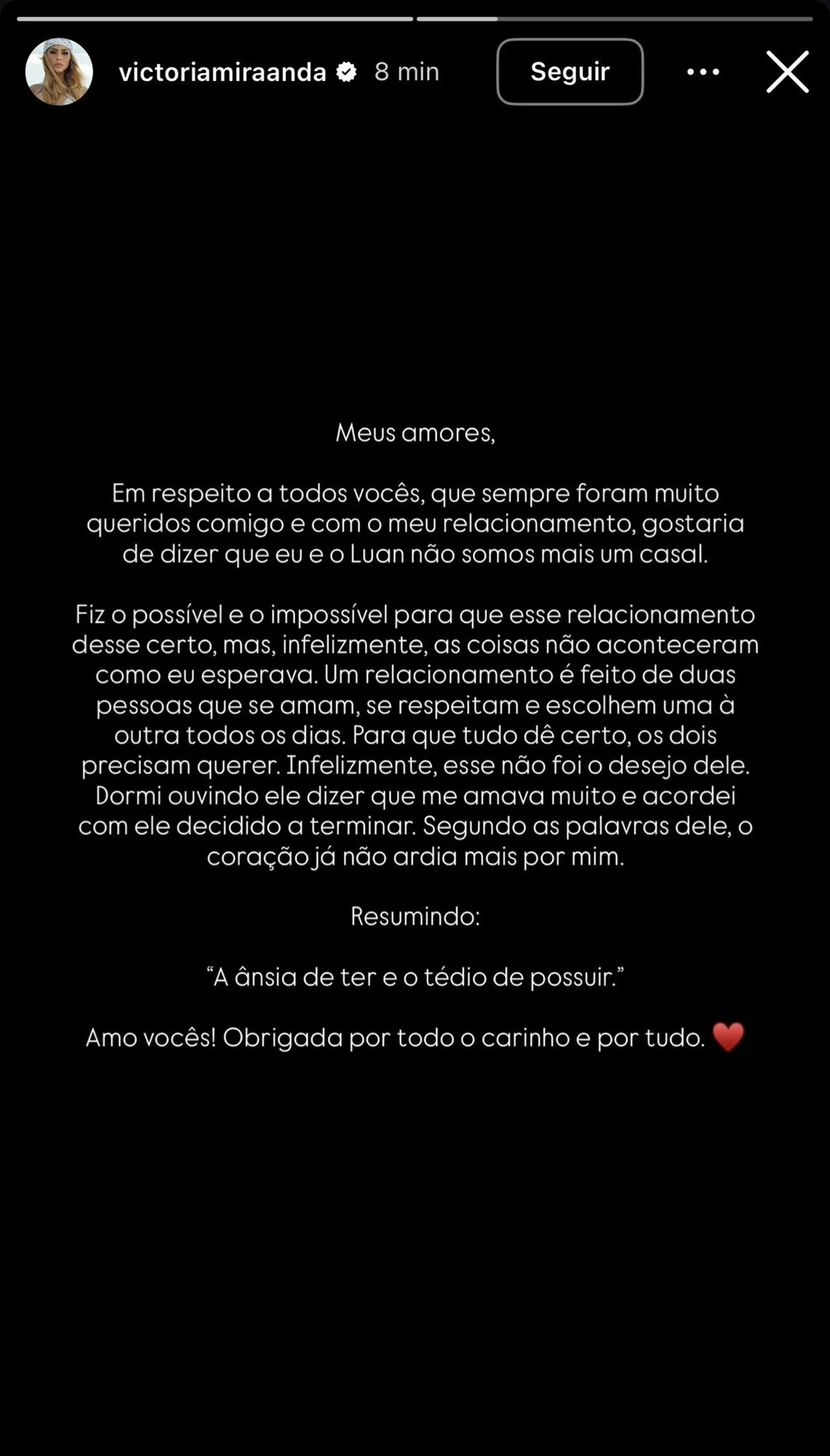 Victória anunciou o término do noivado com Luan Pereira Victória anunciou o término do noivado com Luan Pereira