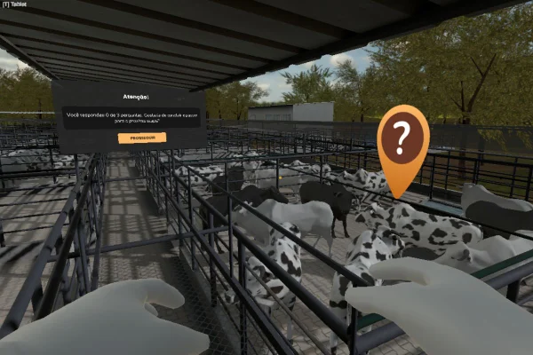 Imagem simulada de vacas em um projeto de frigorífico