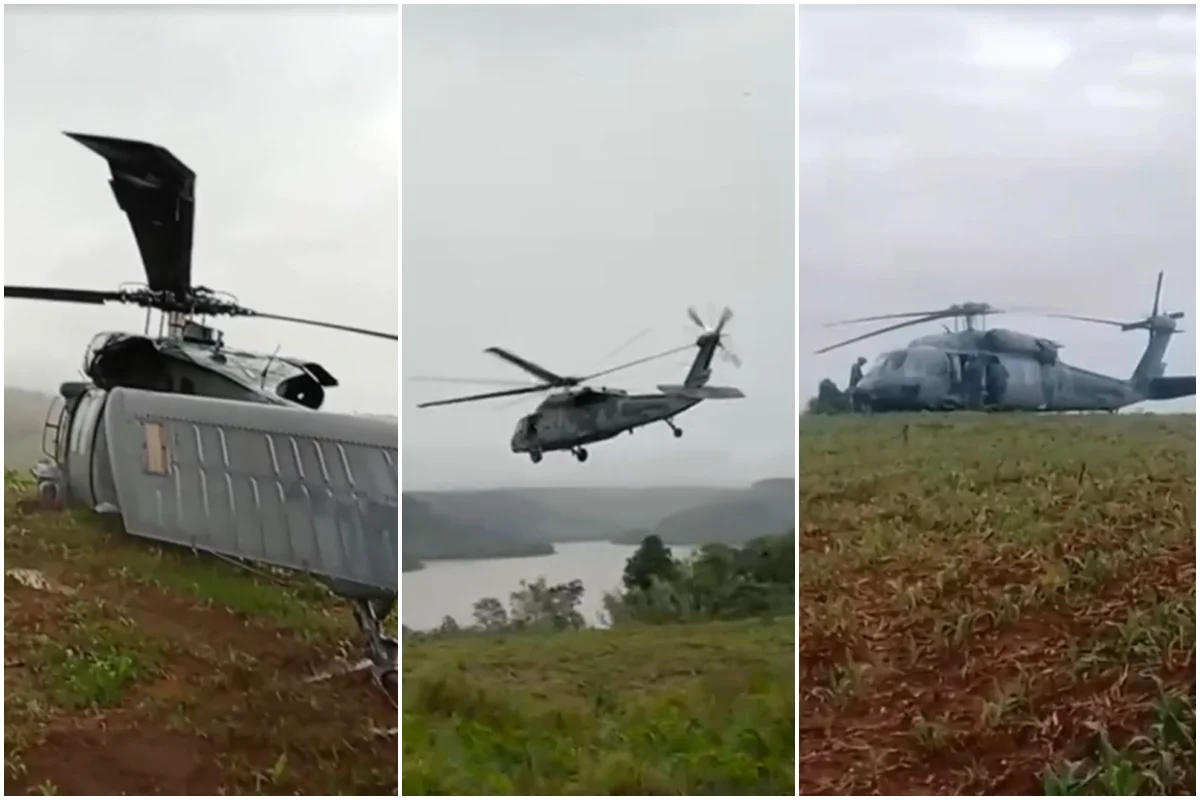 Black Hawk da FAB faz pouso de emergência em plantação de milho no Sul