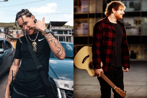 Montagem com fotos coloridas de Chefin e Ed Sheeran - Metrópoles