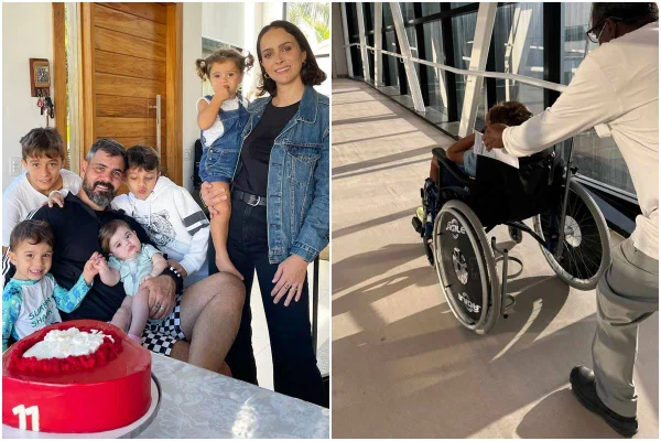 Montagem com fotos coloridas da família Cazarré