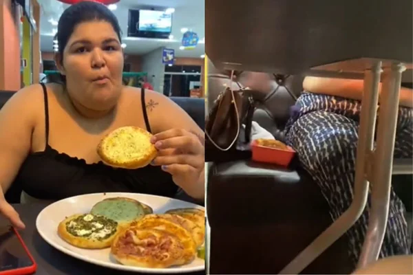 Influenciadora comendo Habib's