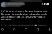 Reclamação de passageiros sobre a falha de energia no Aeroporto de Viracopos na manhã desta terça (22/9) Reclamação de passageiros sobre a falha de energia no Aeroporto de Viracopos na manhã desta terça (22/9)