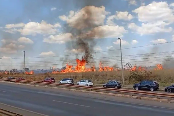 Incêndio próximo à UnB, no Gama, suspende aulas presenciais no campus