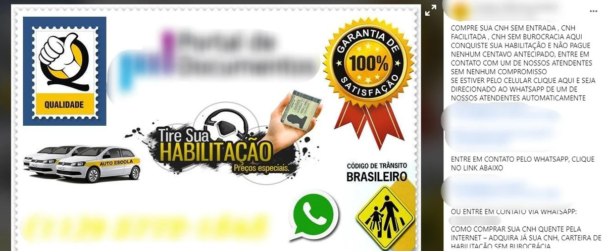 Criminosos vendem CNH no DF por WhatsApp para quem “não passou no teste” - imagem 2 Criminosos vendem CNH no DF por WhatsApp para quem “não passou no teste” - imagem 2