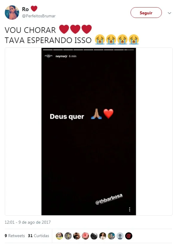 Neymar publica música romântica e fãs já falam em reconciliação - destaque galeria