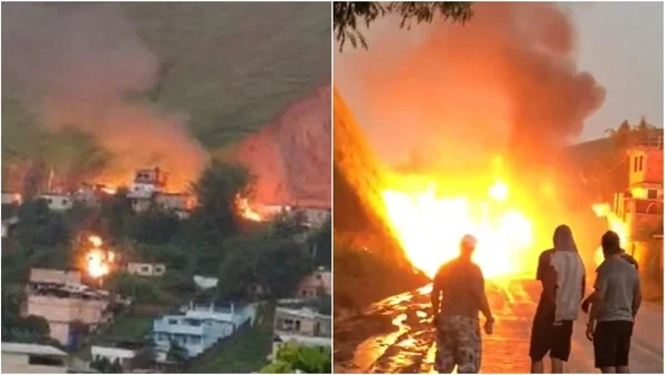 Vídeo: caminhão explode, cria “bueiros de fogo” e assusta cidade em MG