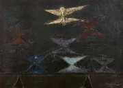 "Dinâmica de Carretéis" (1960): óleo sobre tela. Foto: Catálogo/Reprodução "Dinâmica de Carretéis" (1960): óleo sobre tela. Foto: Catálogo/Reprodução