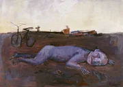 "Ciclista" (1990): óleo sobre tela. Foto: Catálogo/Reprodução "Ciclista" (1990): óleo sobre tela. Foto: Catálogo/Reprodução