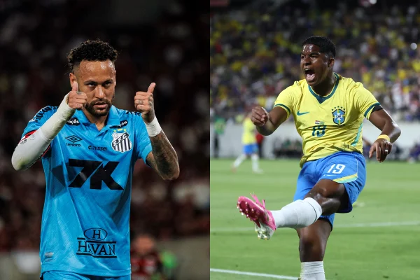 Foto colorida de Neymar e Endrick - Metrópoles