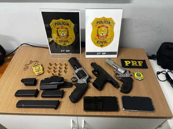 Mesa com várias armas expostas - Metrópoles