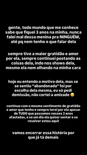 Declaração de Fatinha sobre MC Mirella