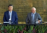 O presidente Luiz Inácio Lula da Silva (PT) e o chefe do Executivo chinês Xi Jinping