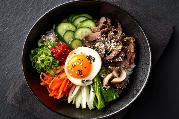 Foto colorida de bibimbap