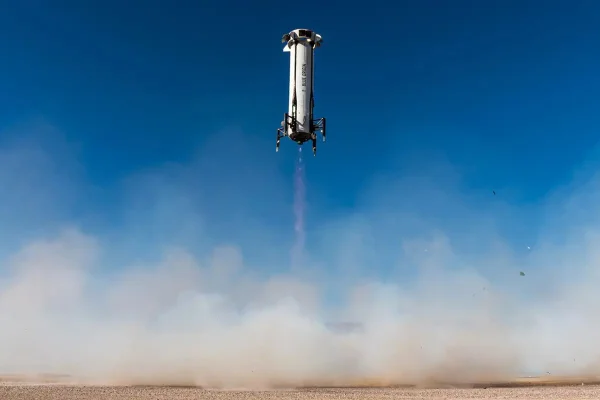 imagem mostra o foguete da New Shepard NS-29 Mission