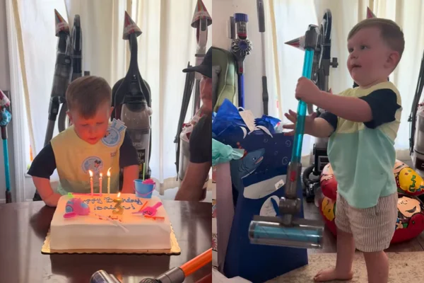 Mãe organiza festa com tema de aspirador de pó para filho de 3 anos