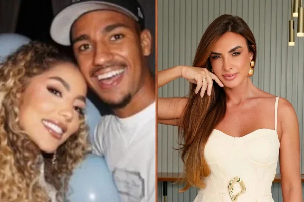 Samuel Lino e Camila Canuto de um lado e Nicole Bahls do outro