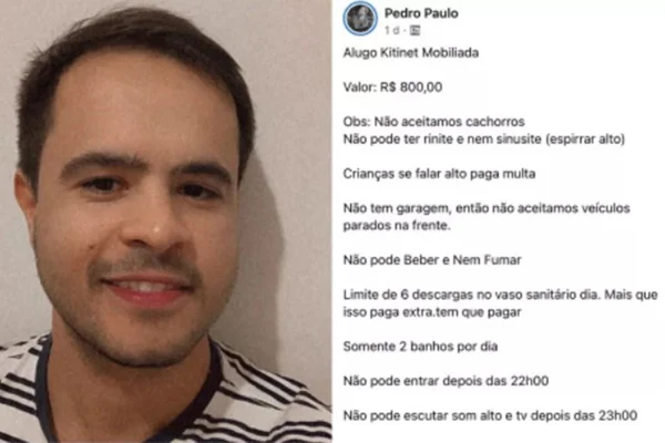 Pedro Paulo Guedes criou o anúncio de aluguel de kitnet com regras 'absurdas' em Goiânia, Goiás