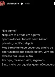 Desabafo de Luiza Rosa