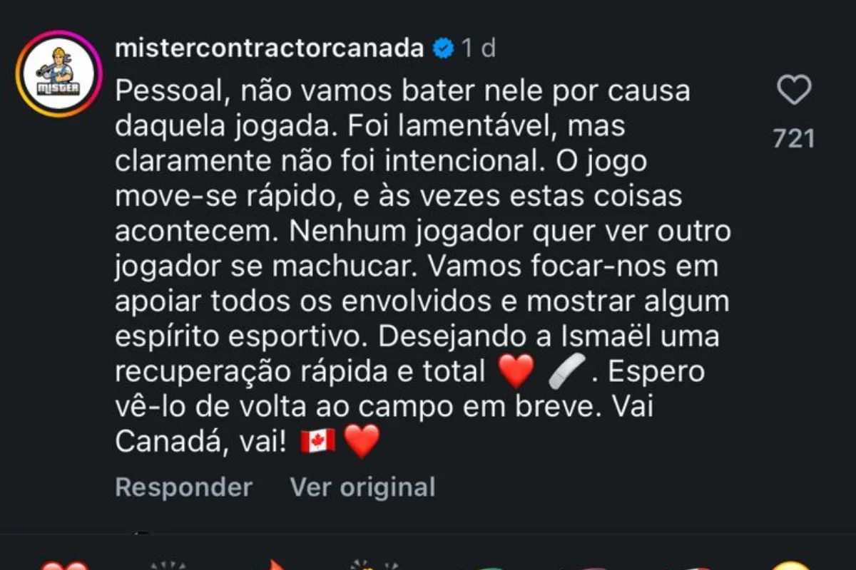 Madibo ganha apoio de canadenses após ataques racistas por lesão em Koné - imagem 1 Madibo ganha apoio de canadenses após ataques racistas por lesão em Koné - imagem 1