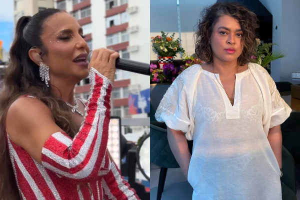 Montagem de imagens de Ivete Sangalo (à esquerda), cantando, e Preta Gil (à direita) - Metrópoles