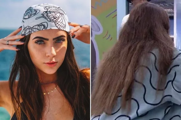 montagem mulher morena de cabelo ressecado