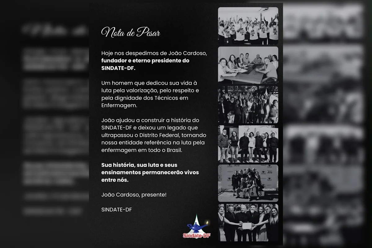 Fundador do sindicato de técnicos de enfermagem do DF morre aos 75 anos - imagem 2 Fundador do sindicato de técnicos de enfermagem do DF morre aos 75 anos - imagem 2
