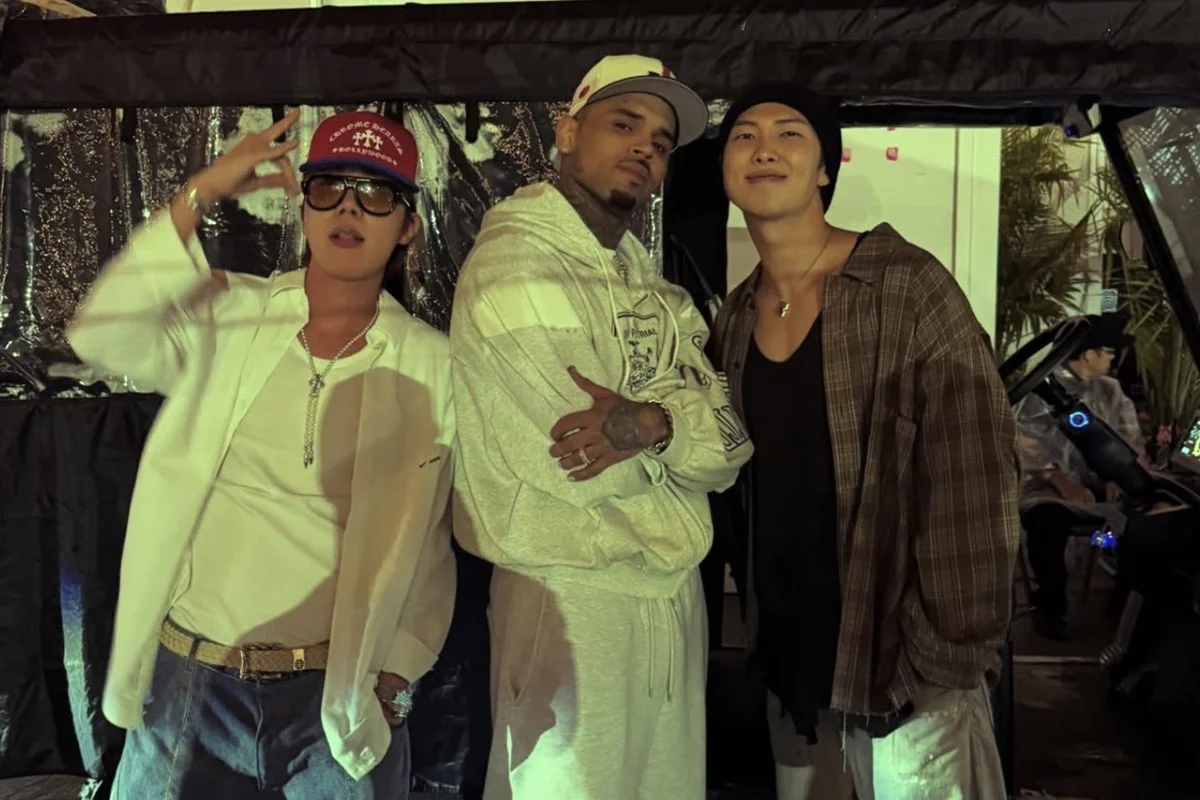 Integrantes do BTS e Chris Brown Integrantes do BTS e Chris Brown