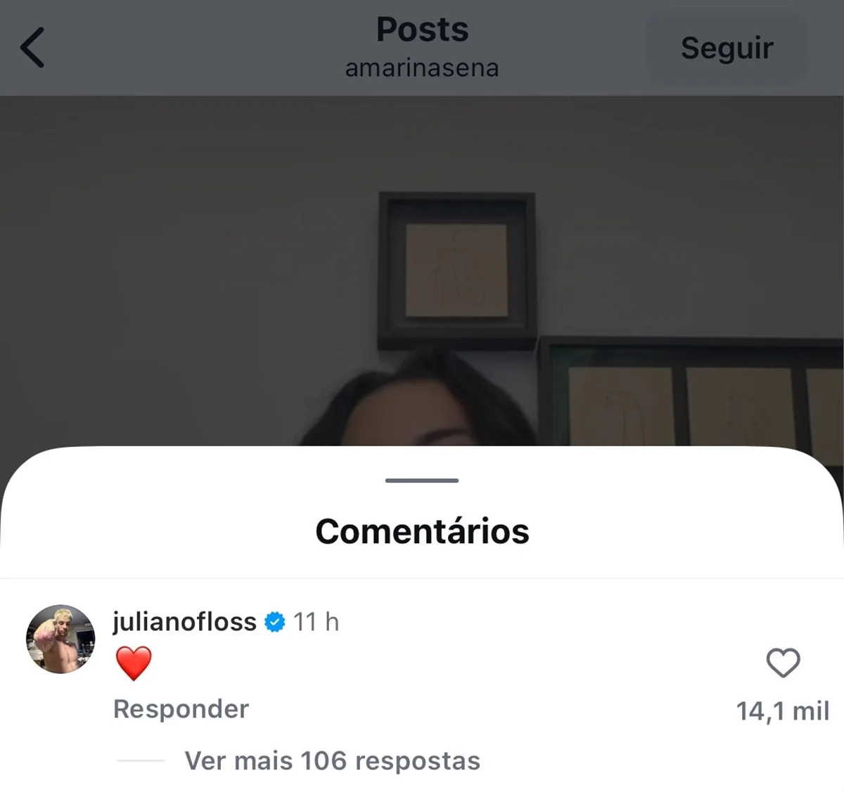 Juliano Floss interage em post de Marina Sena Juliano Floss interage em post de Marina Sena