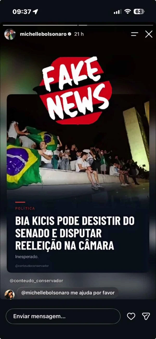 Michelle Bolsonaro diz que desistência de Bia Kicis é fake news - destaque galeria Michelle Bolsonaro diz que desistência de Bia Kicis é fake news - destaque galeria