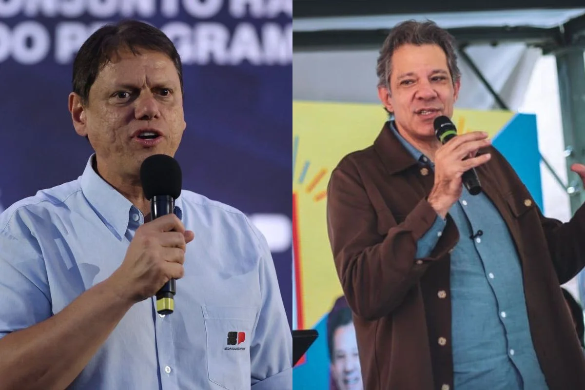 Segundo o Vox Brasil, Tarcísio aparece à frente de Haddad no primeiro e no segundo turno, com margem de erro de 2,55 pontos percentuais Segundo o Vox Brasil, Tarcísio aparece à frente de Haddad no primeiro e no segundo turno, com margem de erro de 2,55 pontos percentuais