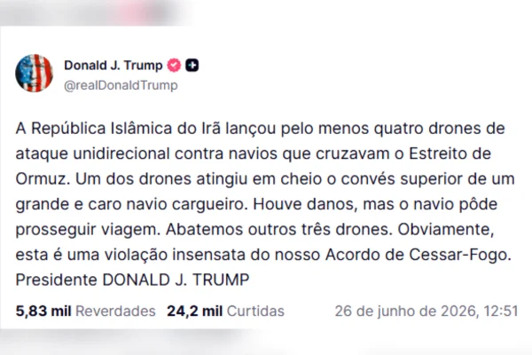 Trump acusa Irã de violar cessar-fogo após ataque de drones - destaque galeria