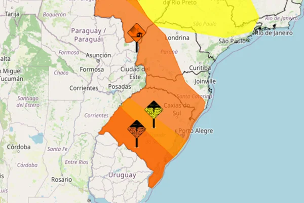 Inmet emite alerta laranja para vendaval no Rio Grande do Sul