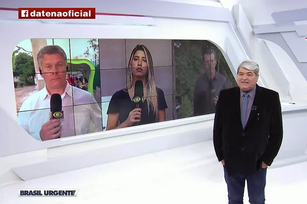 José Luiz Datena conversa com os repórteres do Brasil Urgente - Metrópoles