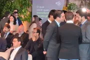 O presidente da Câmara dos Deputado, Hugo Motta, o ex-prefeito de São Paulo João Dória e o atual mandatário Ricardo Nunes (MDB)