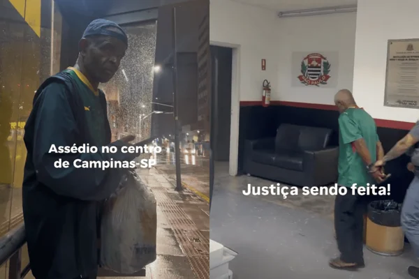 Colagem colorida de home preso suspeito de assediar sexualmente mulheres em pontos de ônibus de Campinas - Metrópoles
