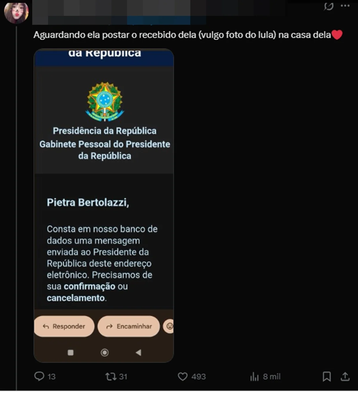 Fãs do BTS promovem série de ações contra Pietra Bertolazzi nas redes - imagem 7 Fãs do BTS promovem série de ações contra Pietra Bertolazzi nas redes - imagem 7