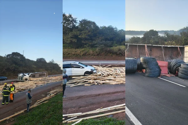 Caminhão tomba na BR-381, atinge carreta e mata motorista em MG