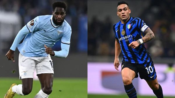 Montagem de fotos coloridas de Dia, da Lazio e Lautaro Martínez, da Inter de Milão - Metrópoles