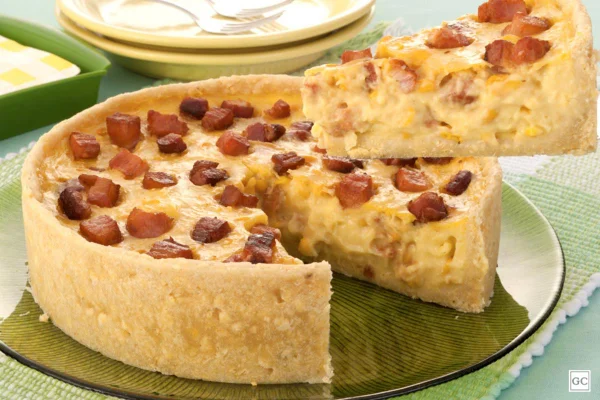 Torta creme de milho com bacon