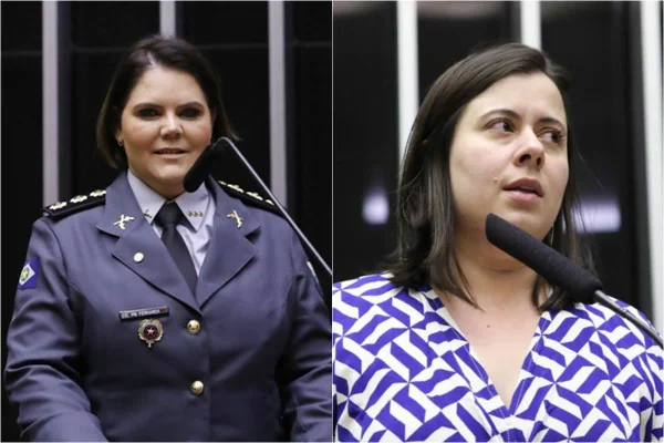 Foto colorida das deputadas federais Sâmia Bomfim e Coronel Fernanda - Metrópoles