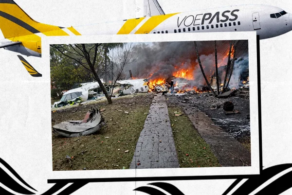 Imagem mostra acidente aéreo. Piloto diz à PF que pressão da Latam levou Voepass a não registrar falhas | Metrópoles