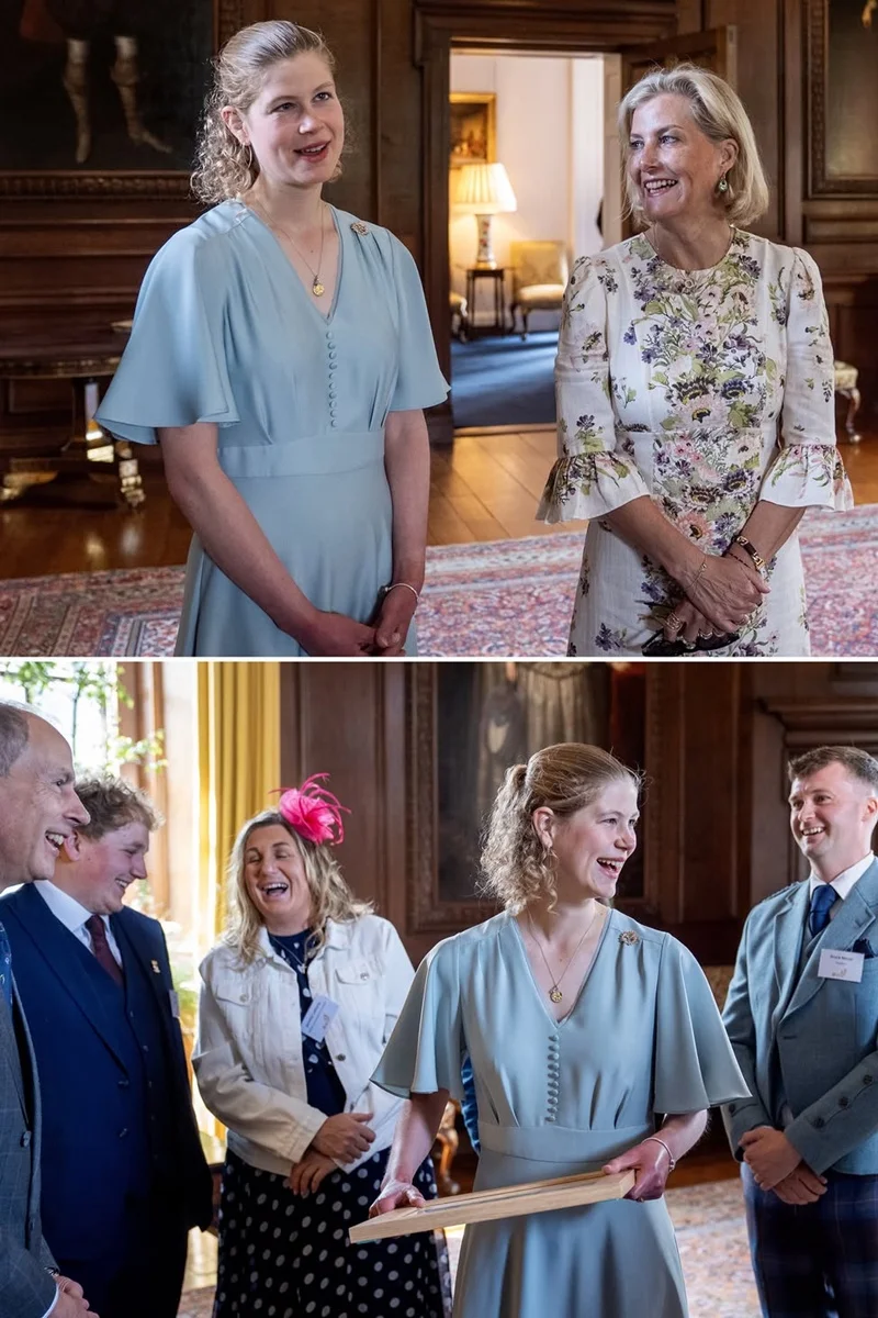 Lady Louise após receber o Prêmio de Ouro do Duque de Edimburgo no Palácio de Holyroodhouse Lady Louise após receber o Prêmio de Ouro do Duque de Edimburgo no Palácio de Holyroodhouse